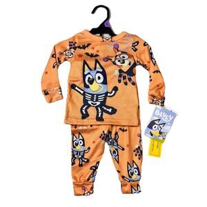 Bluey Baby Halloween Pajama Set Size 12 Month Spider Spooky Skeleton ￼